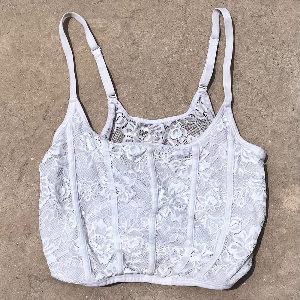 Brandy Melville White Lace Crop Top